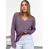 ANRABESS Ribbed V Neck Long Sleeve Shirts for Women(Purple)