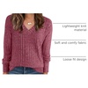 ANRABESS Ribbed V Neck Long Sleeve Shirts for Women(Red)