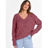 ANRABESS Ribbed V Neck Long Sleeve Shirts for Women(Red)