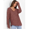 ANRABESS Ribbed V Neck Long Sleeve Shirts for Women(Rust)