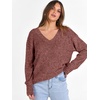 ANRABESS Ribbed V Neck Long Sleeve Shirts for Women(Rust)
