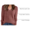 ANRABESS Ribbed V Neck Long Sleeve Shirts for Women(Rust)