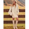 ANRABESS Sweater Dress for Women Oversized Cable Knit Fall Long Sleeve(Apricot)