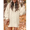 ANRABESS Sweater Dress for Women Oversized Cable Knit Fall Long Sleeve(Beige)