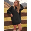 ANRABESS Sweater Dress for Women Oversized Cable Knit Fall Long Sleeve(Black)