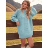 ANRABESS Sweater Dress for Women Oversized Cable Knit Fall Long Sleeve(Blue)