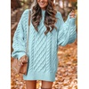 ANRABESS Sweater Dress for Women Oversized Cable Knit Fall Long Sleeve(Blue)