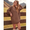 ANRABESS Sweater Dress for Women Oversized Cable Knit Fall Long Sleeve(Brown)