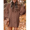 ANRABESS Sweater Dress for Women Oversized Cable Knit Fall Long Sleeve(Brown)