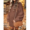 ANRABESS Sweater Dress for Women Oversized Cable Knit Fall Long Sleeve(Brown)