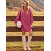 ANRABESS Sweater Dress for Women Oversized Cable Knit Fall Long Sleeve(Cherry)