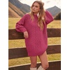 ANRABESS Sweater Dress for Women Oversized Cable Knit Fall Long Sleeve(Cherry)