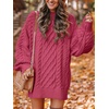 ANRABESS Sweater Dress for Women Oversized Cable Knit Fall Long Sleeve(Cherry)