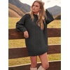 ANRABESS Sweater Dress for Women Oversized Cable Knit Fall Long Sleeve(Deep Gray)