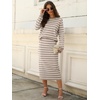 ANRABESS Women 2 Piece Striped Sweater Skirt Set(Almond White)