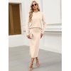 ANRABESS Women 2 Piece Striped Sweater Skirt Set(Beige)