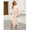 ANRABESS Women 2 Piece Striped Sweater Skirt Set(Beige)