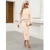 ANRABESS Women 2 Piece Striped Sweater Skirt Set(Beige)