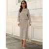 ANRABESS Women 2 Piece Striped Sweater Skirt Set(Beige Black)