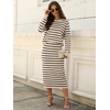 ANRABESS Women 2 Piece Striped Sweater Skirt Set(Beige Black)