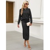 ANRABESS Women 2 Piece Striped Sweater Skirt Set(Black)