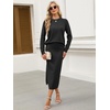 ANRABESS Women 2 Piece Striped Sweater Skirt Set(Black)