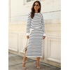 ANRABESS Women 2 Piece Striped Sweater Skirt Set(Black White)