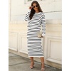 ANRABESS Women 2 Piece Striped Sweater Skirt Set(Black White)