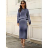 ANRABESS Women 2 Piece Striped Sweater Skirt Set(Blue White)