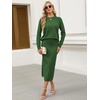 ANRABESS Women 2 Piece Striped Sweater Skirt Set(Green)