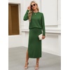 ANRABESS Women 2 Piece Striped Sweater Skirt Set(Green)