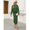 ANRABESS Women 2 Piece Striped Sweater Skirt Set(Green)