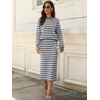 ANRABESS Women 2 Piece Striped Sweater Skirt Set(Grey White)