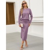 ANRABESS Women 2 Piece Striped Sweater Skirt Set(Light Purple)