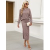 ANRABESS Women 2 Piece Striped Sweater Skirt Set(Nutmeg)