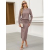 ANRABESS Women 2 Piece Striped Sweater Skirt Set(Nutmeg)