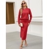 ANRABESS Women 2 Piece Striped Sweater Skirt Set(Red)