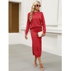 ANRABESS Women 2 Piece Striped Sweater Skirt Set(Red)