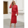 ANRABESS Women 2 Piece Striped Sweater Skirt Set(Red)