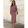 ANRABESS Women 2 Piece Striped Sweater Skirt Set(Red White)