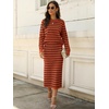 ANRABESS Women 2 Piece Striped Sweater Skirt Set(Rust Red Black)