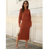 ANRABESS Women 2 Piece Striped Sweater Skirt Set(Rust Red Black)