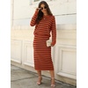ANRABESS Women 2 Piece Striped Sweater Skirt Set(Rust Red Black)