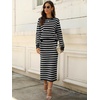 ANRABESS Women 2 Piece Striped Sweater Skirt Set(White Black)