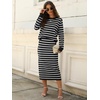 ANRABESS Women 2 Piece Striped Sweater Skirt Set(White Black)