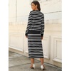 ANRABESS Women 2 Piece Striped Sweater Skirt Set(White Black)