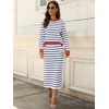 ANRABESS Women 2 Piece Striped Sweater Skirt Set(White Blue Red)