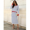 ANRABESS Women 2 Piece Striped Sweater Skirt Set(White Blue Red)