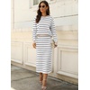 ANRABESS Women 2 Piece Striped Sweater Skirt Set(White Grey Beige)