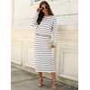ANRABESS Women 2 Piece Striped Sweater Skirt Set(White Grey Beige)